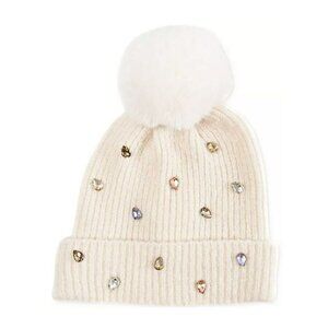 I.N.C. International Concepts Women's Ivory Embellished Beanie (MSRP $36)